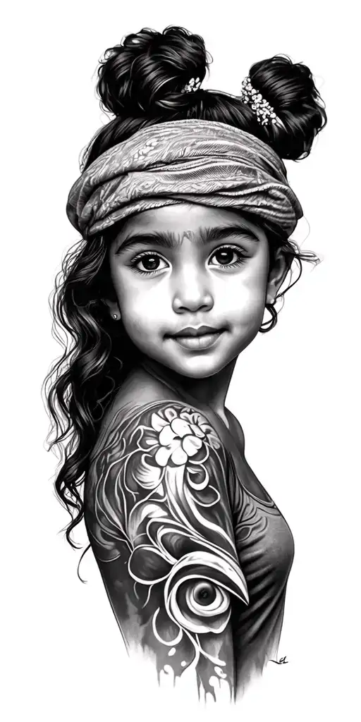 My daughter face, travels , Freedom, bachata, tattoo design idea