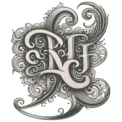 lettering design E F J tattoo design idea