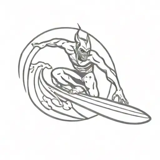Surfing demon tattoo design idea