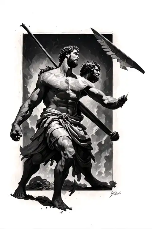 David vs Goliath tattoo design idea