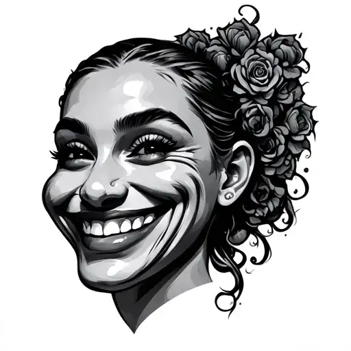 smile head tattoo design idea