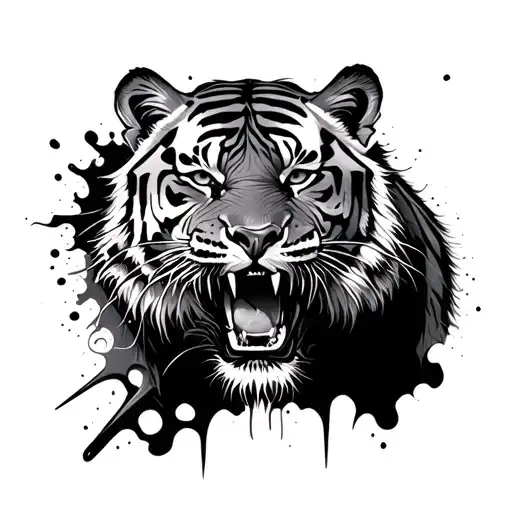 tiger tearing through skin tattoo design idea