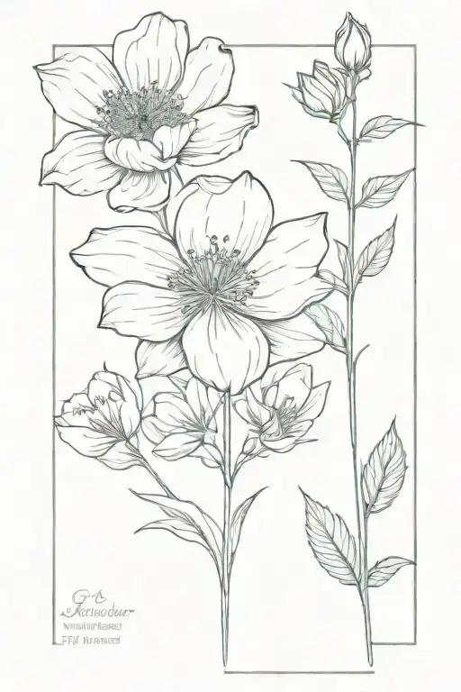 birthflowers january march and May birth flower tattoo design idea