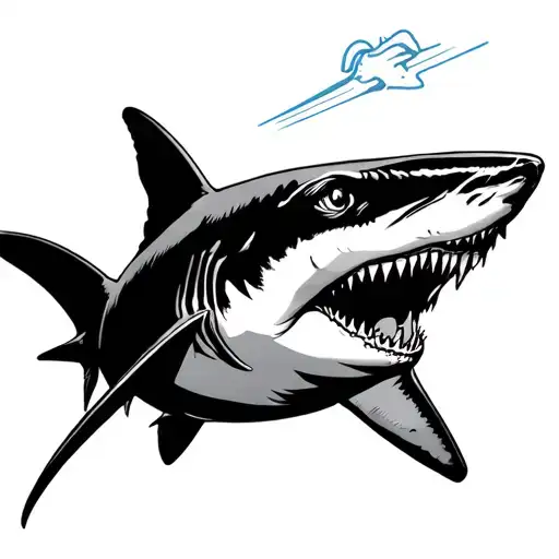 shark with laser beam on its head tattoo design idea