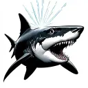 shark with laser beam on its head tattoo design idea