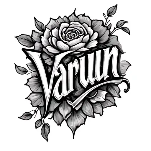 script lettering tattoo "varun" tattoo design idea