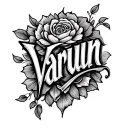 script lettering tattoo "varun" tattoo design idea