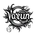 script lettering tattoo "varun" tattoo design idea
