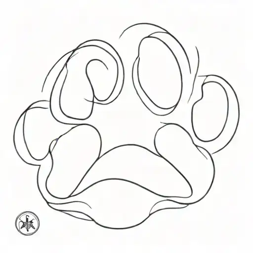 A minimalist outline of a dog's paw print, in honor of your beloved pet tattoo design idea