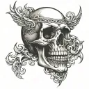 skull,fire,boobs, tattoo design idea