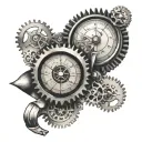 mechanical gears, speedometer, dna double helix tattoo design idea