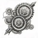 mechanical gears, speedometer, dna double helix tattoo design idea