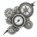 mechanical gears, speedometer, dna double helix tattoo design idea