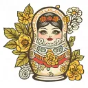 nesting doll with honey comb inside tattoo design idea