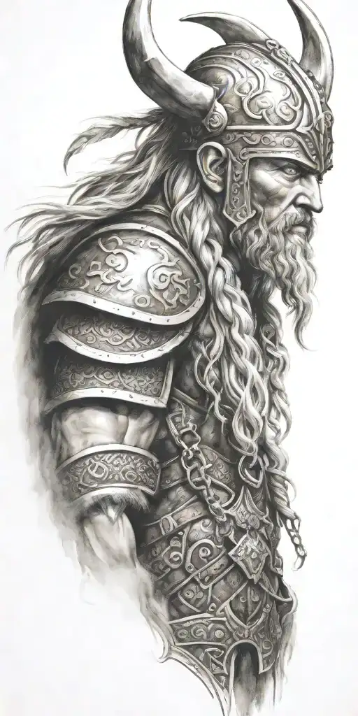 viking warriors valhalla tattoo design idea