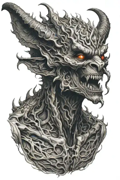 demon neshemiron in full growth with open mouth tattoo design idea