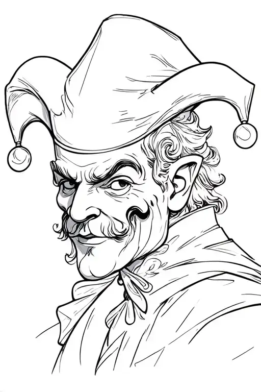 Court jester with hat tattoo design idea