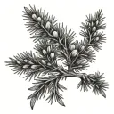 juniper branch with a hesrt tattoo design idea