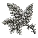 juniper branch with a hesrt tattoo design idea
