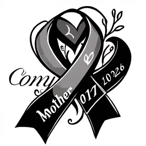 outer forearm tattoo idea: Mother's name is Conny with the ribbon for breast cancer and 01/07/2026 in roman numerals tattoo design idea