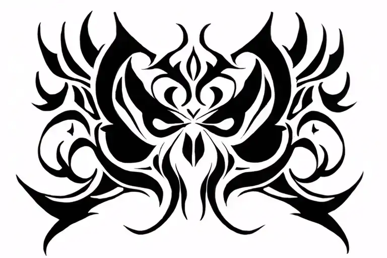 gothic tribal tattoo on lower abdomen angled towards groin tattoo design idea