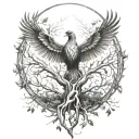 Phoenix Bird Inside A Tree Of Life tattoo design idea