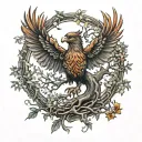 Phoenix Bird Inside A Tree Of Life tattoo design idea