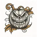 Angry Pumpkin Stencil tattoo design idea