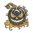 Angry Pumpkin Stencil tattoo design idea