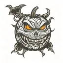 Angry Pumpkin Stencil tattoo design idea