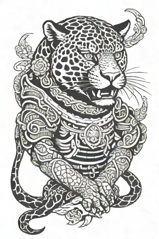 Jaguar In Samurai Armor tattoo design idea