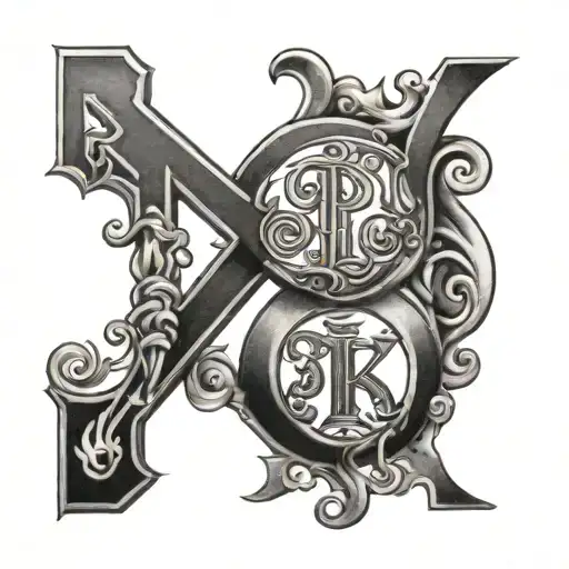 friendship and loyalty with letters P,H,K combined tattoo design idea