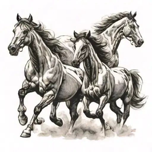 horses running tattoo design idea