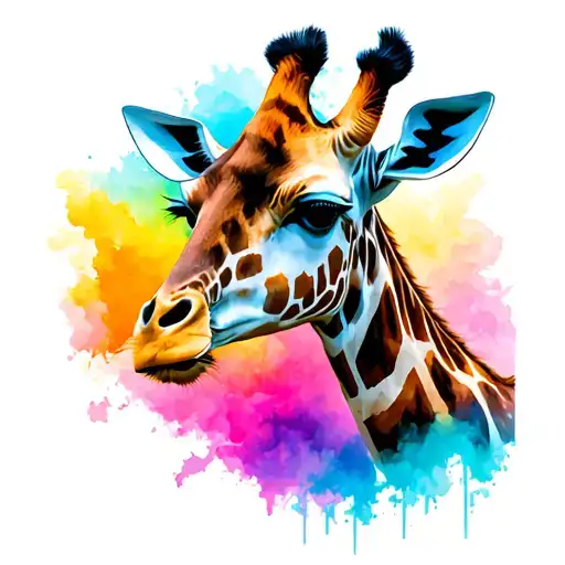 giraffe headshot tattoo design idea
