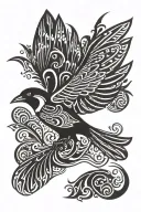 magpie flying tattoo design idea