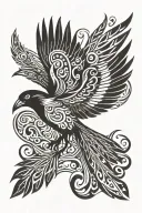 magpie flying tattoo design idea