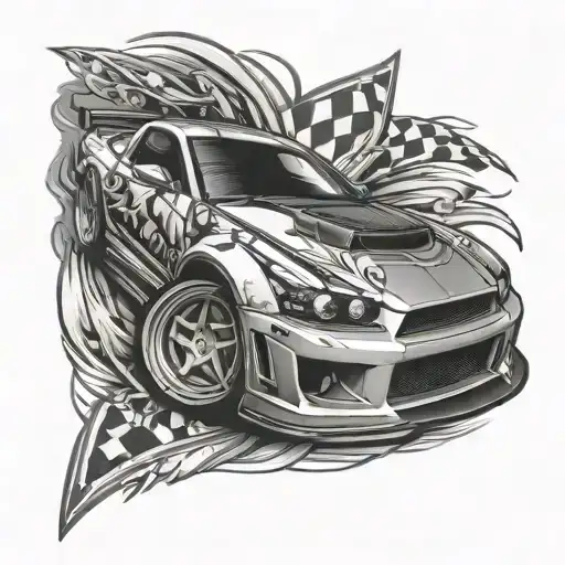 street race car tattoo design idea