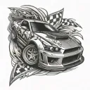 street race car tattoo design idea