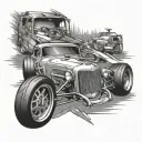 street race car tattoo design idea