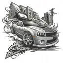 street race car tattoo design idea