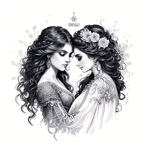 Ariadne and Diogo names intertwined tattoo design idea