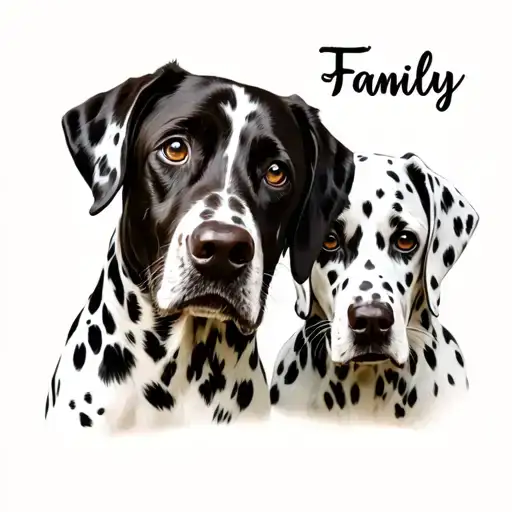 "Family" Dalmatian portrait tattoo design idea