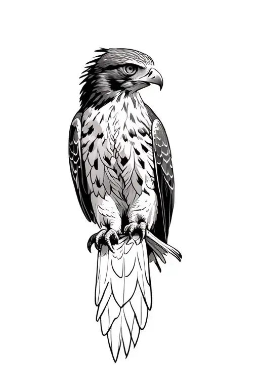 realistic red tailed hawk soaring tattoo design idea