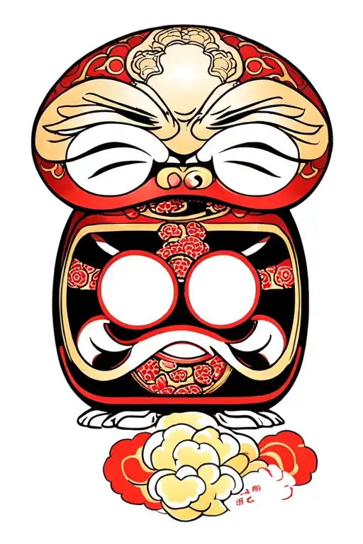 daruma doll emerging tattoo design idea