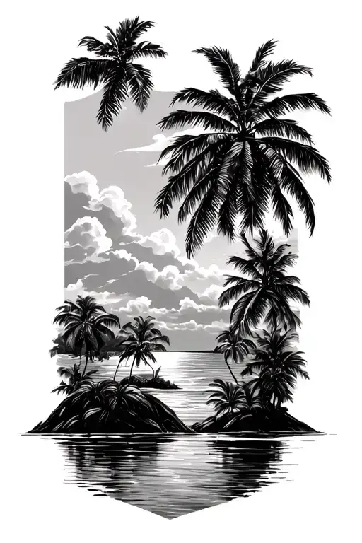 virgin island landscape tattoo design idea