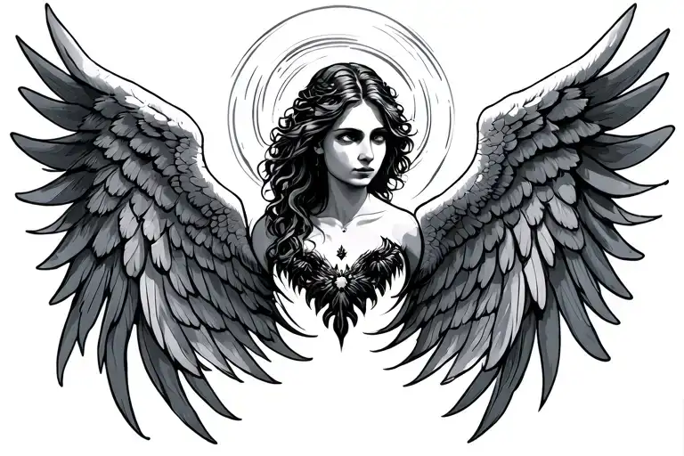 angel wings spread tattoo design idea