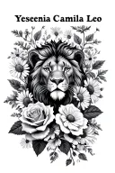 "Yessenia Camila Leo " Roses Chamomile flowers and a small lion head tattoo design idea