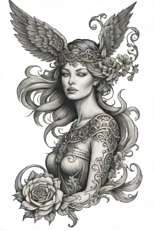 freya goddess tattoo design idea