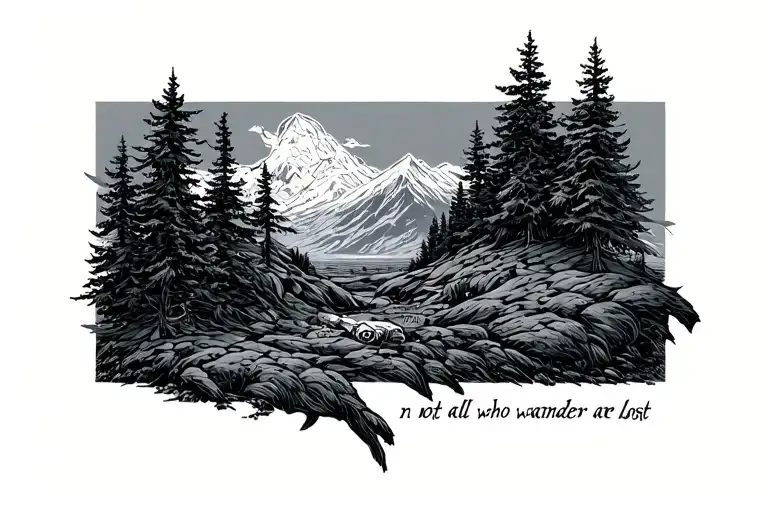 not all who wander are lost tattoo design idea