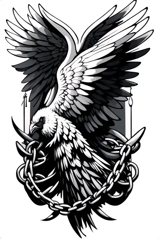 wings, chain tattoo design idea